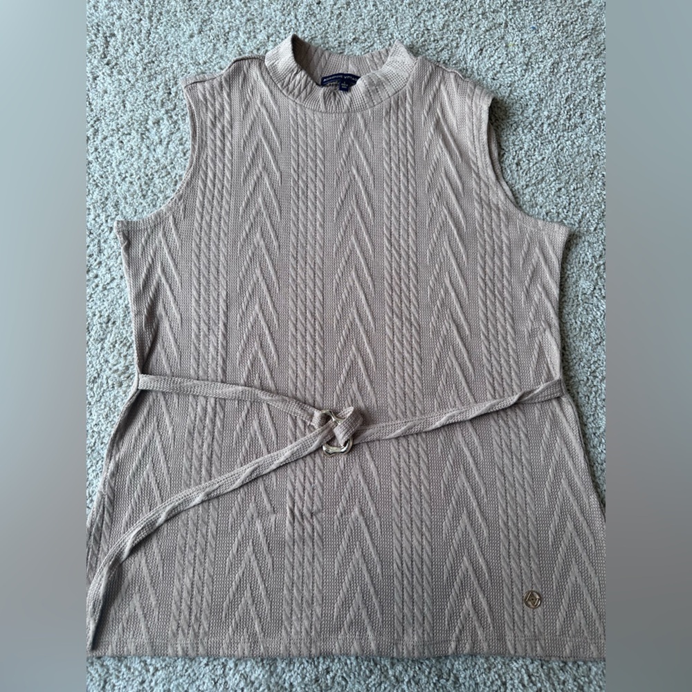 Adrienne Vittadini Taupe Textured Tank Top